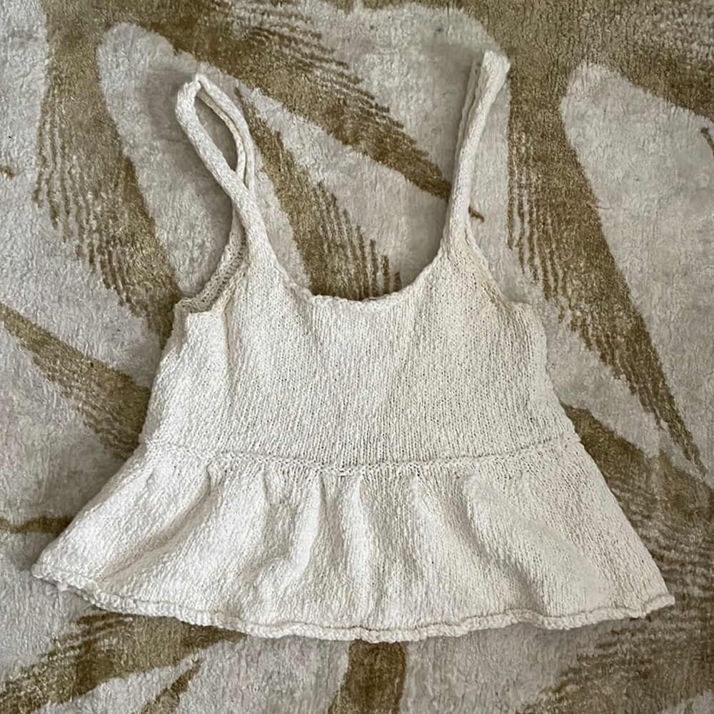 ZARA white knit top